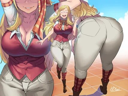 ass blonde hair boku no hero academia boots breasts cleavage