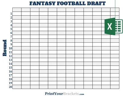 Excel 12 Team Fantasy Football Draft Board - Editable