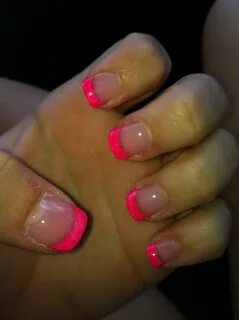 Neon Pink Solar French Tips 💕 💅 👙 🎀 💗 French tip nails, Nail