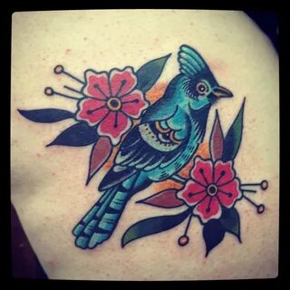 My new bluejay tattoo. Love how retro it looks! Tattoos, Gir