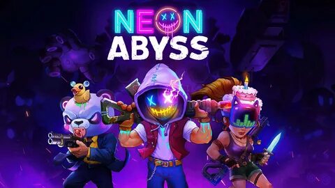 Download Neon Abyss - A Game With Characters In Front Of A Purple Background Wal