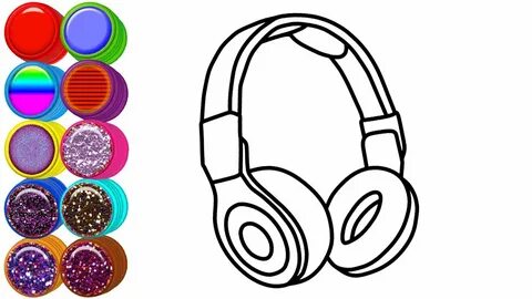Headphone coloring and drawing Coloring Pages Learn Colors -