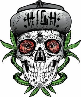 Weed Sugar skull Sticker by kushcoast in 2022 Skull coloring