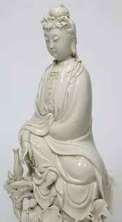 A Buddhist Chinese Blanc-de-Chine Porcelain Figure of Guanyi