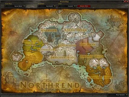 map of Northrend, the northern continent of Azeroth Warcraft