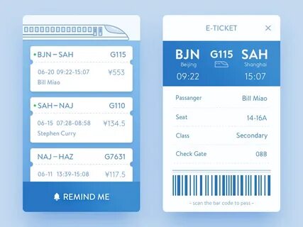 E-Ticket for CRH train Itinerary design, Ticket design, Tick