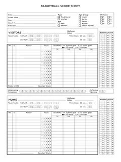 Basketball Score Sheet - 9 Free Templates in PDF, Word, Exce