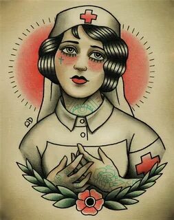 Nurse Flapper Traditional Tattoo Flash Etsy Traditional tatt
