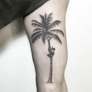 Chronic Ink Tattoo Markham Zeke Blackwork palm tree coconut 