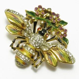 Sterling Corocraft Enamel Bee Brooch Vintage Insect jewelry,