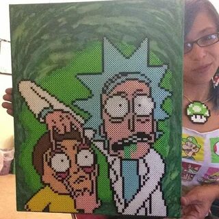 "Selfie with my finished #Rick_And_Morty piece" by perlerpla