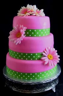 Bridal Shower Pink Gerber Daisy Cake - Bardstown, KY Pink bi
