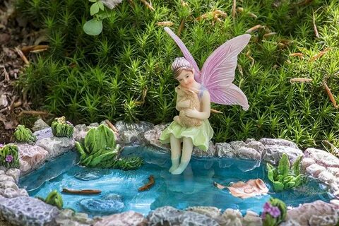 Fairy Garden Fish Pond Kit Garden fairies figurines, Fairy g