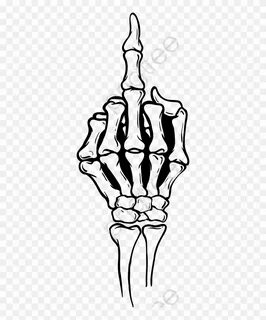 Vector Skull Finger Png Clipart - Skeleton Middle Finger Dra
