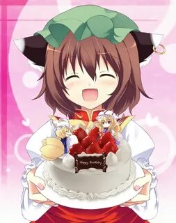 Safebooru - birthday cake chen closed eyes earrings eyes clo