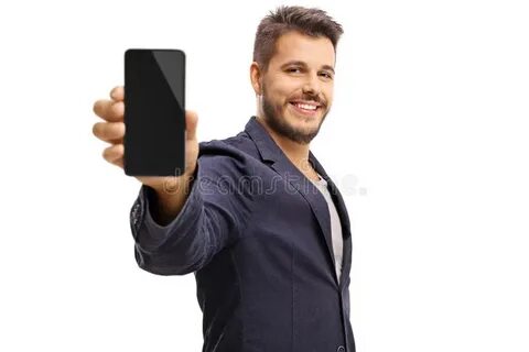 Молодой парень показывая телефон Стоковое Изображение - изоб