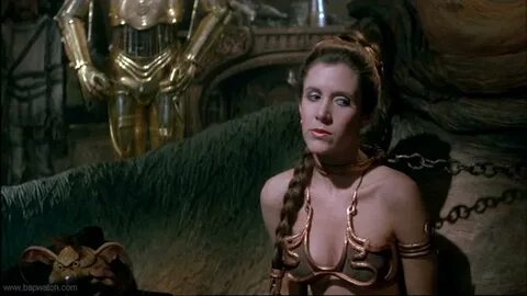 Images of Carrie Fisher as Princess Leia, in metal bikini, i