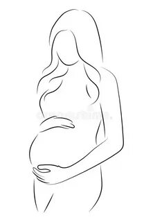 Contour of Pregnant Woman. Outlines of the Body of a Pregnan