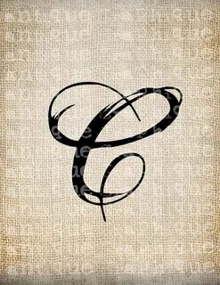 Antique Letter C Script Monogram Digital by AntiqueGraphique