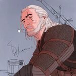 Geralt in a tavern by mstrychowska.deviantart.com on @Devian
