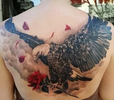 Back piece Eagle tattoos, Rose tattoos, Nature tattoos