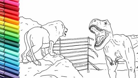 How to Draw the T-Rex VS Lion Scene From Jurassic World Fall