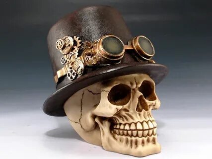 Купить STEAMPUNK SKULL SKELETON FIGURINE STATUE HALLOWEEN (Ч