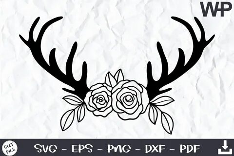Floral Deer Antlers SVG Graphic by wanchana365 - Creative Fa
