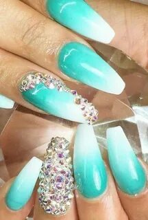 Turquoise rhinestone blue nails design nailart Turquoise nai