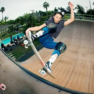 Vans Skate’s Lizzie Armanto gets in the last session at Brig