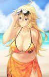 Safebooru - 1girl bare shoulders beach bikini top blonde hai