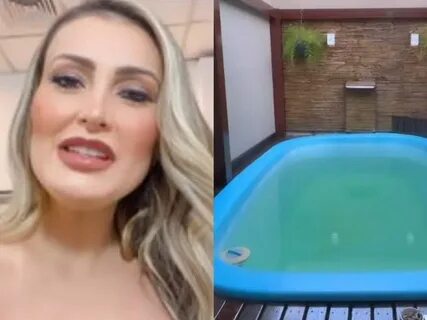 Andressa Urach mostra sua casa com piscina em Porto Alegre.