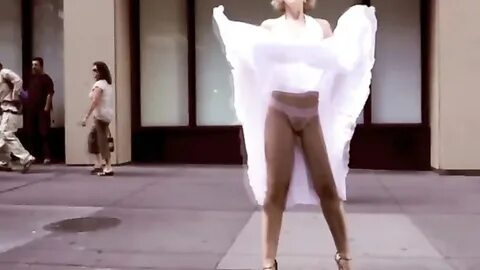 Marilyn Monroe lookalike in street upskirt video voyeurstyle