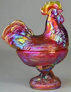 Red Carnival Glass Rooster Candy Dish - Dec 01, 2012 The Sau