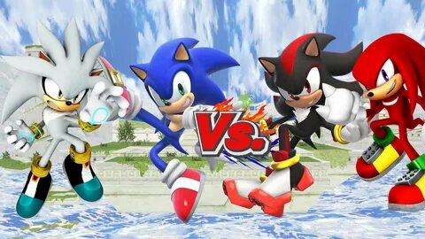 Sonic Vs Shadow Vs Silver Vs Knuckles (3 Hedgehogs & Knuckle