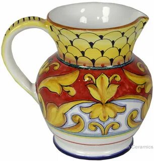 Hand Painted Ceramic Majolica Pitcher Italian pottery, Majol