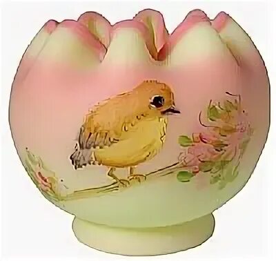 Fenton Art Glass - 3-1/2'' Burmese Rosebowl with Handpainted