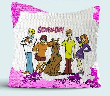 Герои мультфильма Скуби Ду (Scooby-Doo) подушка с пайетками 