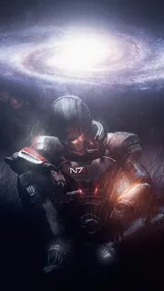 Wallpaper Mass Effect, warrior, galaxy, stars 7680x4320 UHD 