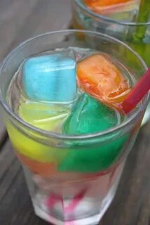 Rainbow Ice Cubes made from Kool aid! Put into Sprite for a 