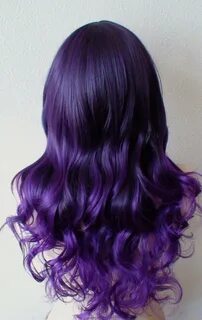 Ombre wig. Lace front wig. Deep purple Long volume curly hai