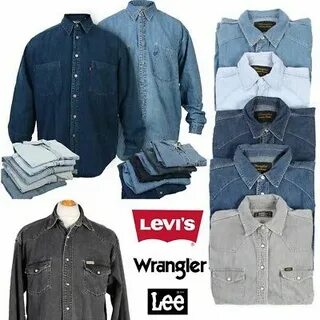 Мужские Винтажные Levis Lee Wrangler джинсовые рубашки с дли
