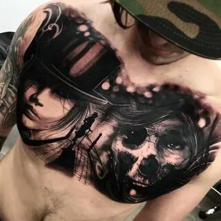 Female Dr Jekyll & Mr Hyde Cool chest tattoos, Chest tattoo,