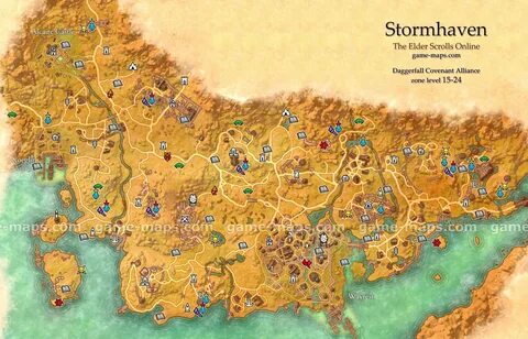Stormhaven zone map. Central region of Daggerfall ESO Elder 