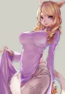 Safebooru - 1girl animal ears blonde hair blue eyes blurry f