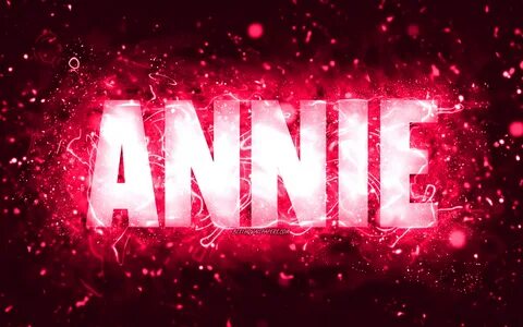 Download imagens Feliz Aniversário Annie, 4k, luzes de néon 