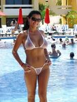 milf at the pool in a sheer bikini in front of families - Am