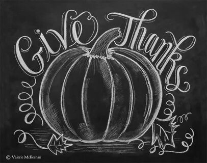 Give Thanks with Pumpkin (Print) - Lily & Val Fall chalkboar