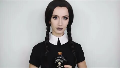 WEDNESDAY ADDAMS Super Easy Halloween Makeup Tutorial - YouT