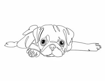 One Line Drawing of Pug Puppy Etsy Dog line art, Line art dr